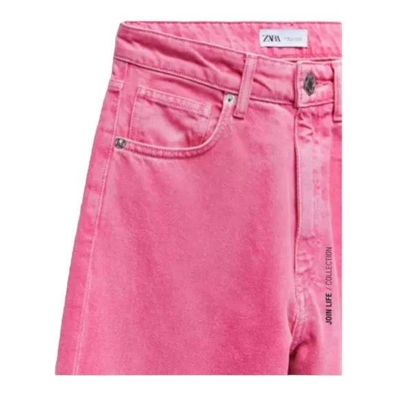 ZARA Bright Pink High Rise Wide Leg Jeans Size 2 NEW Barbie Core - Picture 12 of 13